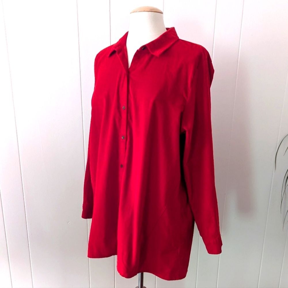 Red Corduroy Button Down By J Jill Size L